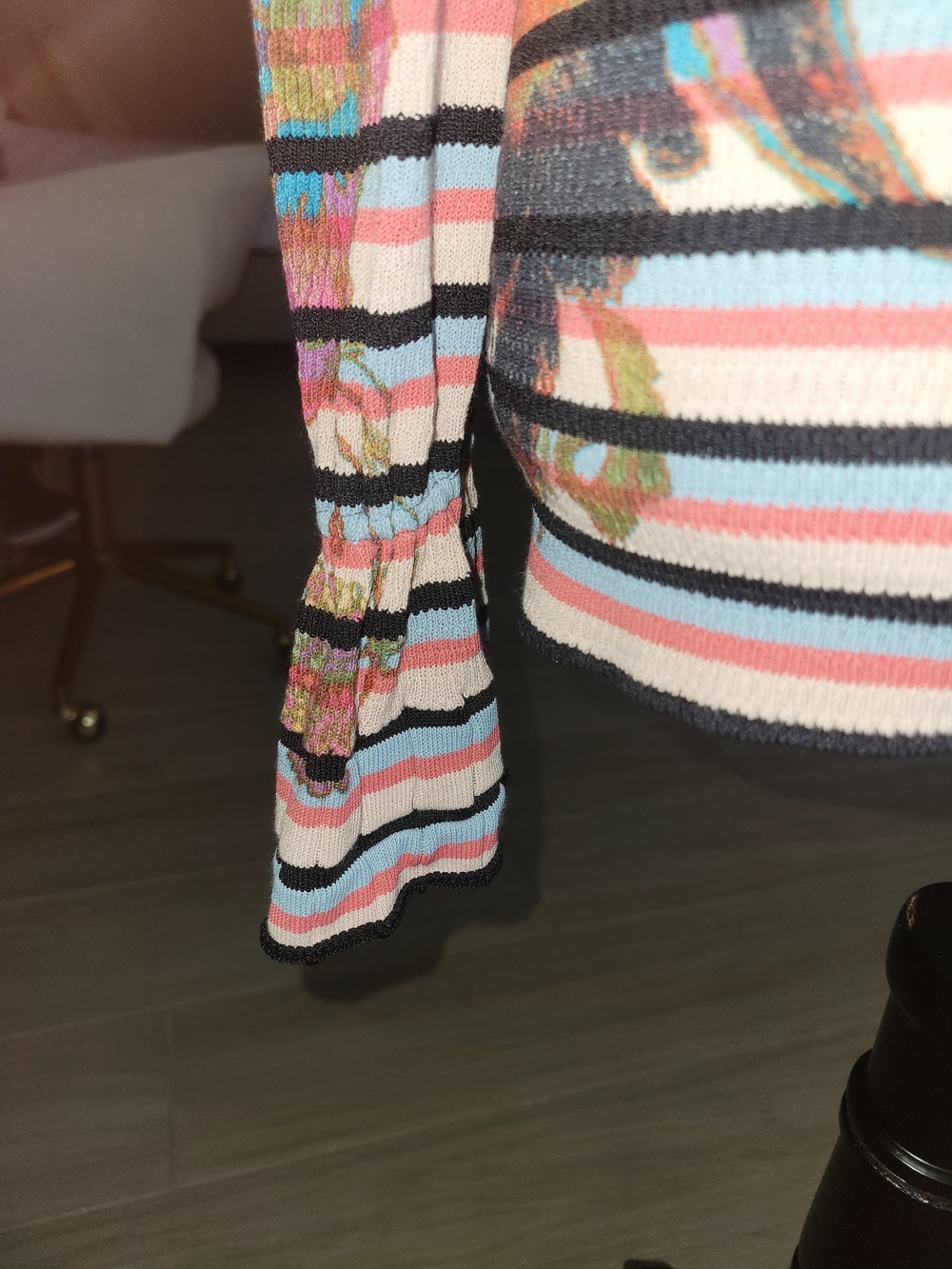 Etro 42 Striped Floral Long-Sleeve Women's Top - Pink/Black - Picture 3 of 3